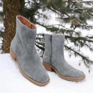 🆕 Lucky Brand Grey Suede Boots KAZEY Leather Western Boho CASTLE ROCK NIB NWT